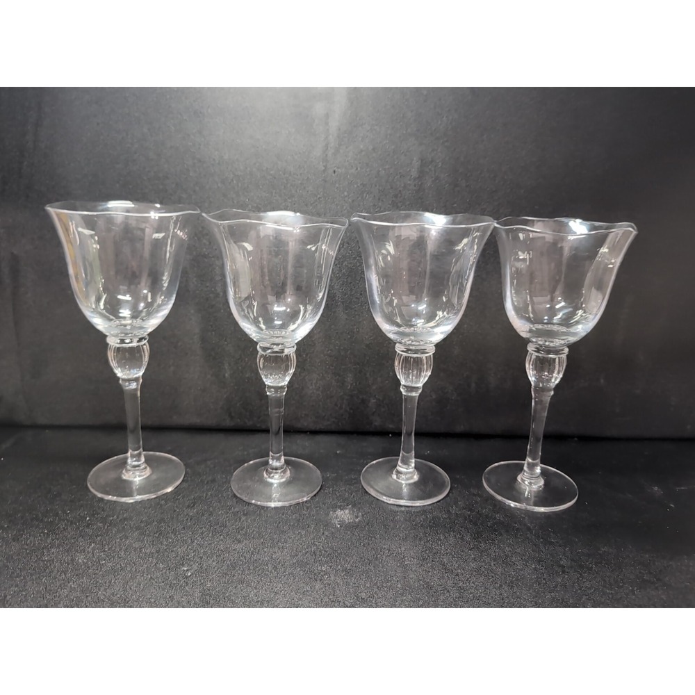 Mikasa Studio Nova‎ Crystal Monaco Water Goblets Set, Ribbed Ball Stem, Set of 4